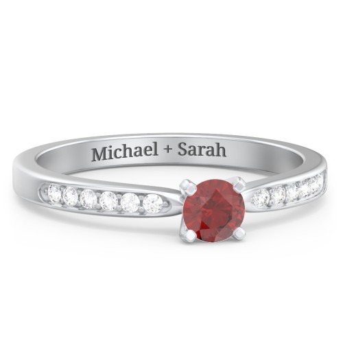 1/4 ct. Round Gemstone Engagement Ring with Side Accent Stones