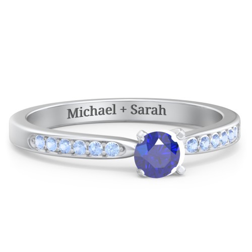 1/4 ct. Round Gemstone Engagement Ring with Side Accent Stones