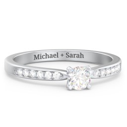 1/4 ct. Round Gemstone Engagement Ring with Side Accent Stones in 925 Sterling Silver with Lab Diamond and Diamond