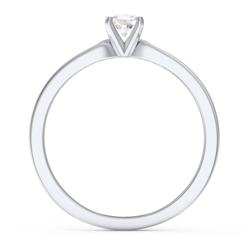 1/4 ct. Round Gemstone Engagement Ring with Side Accent Stones – Sterling Silver with Cubic Zirconia and White Premium Zirconia