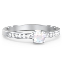 1/4 ct. Round Gemstone Peek-A-Boo Engagement Ring with Side Accent Stones