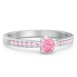 1/4 ct. Round Gemstone Peek-A-Boo Engagement Ring with Side Accent Stones