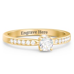 1/4 ct. Round Gemstone Peek-A-Boo Engagement Ring with Side Accent Stones