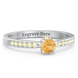 1/4 ct. Round Gemstone Peek-A-Boo Engagement Ring with Side Accent Stones