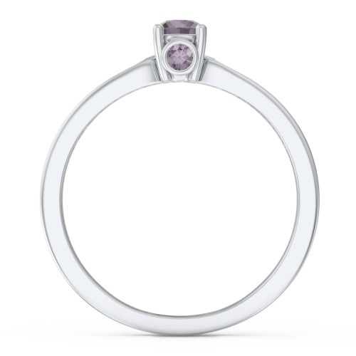 1/4 ct. Round Gemstone Peek-A-Boo Engagement Ring with Side Accent Stones – Sterling Silver with Alexandrite and Black Premium Zirconia