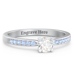 1/3 ct. Round Gemstone Engagement Ring with Side Accent Stones