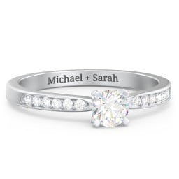 1/3 ct. Round Gemstone Engagement Ring with Side Accent Stones