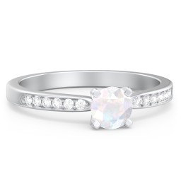 1/2 ct. Round Gemstone Engagement Ring with Side Accent Stones