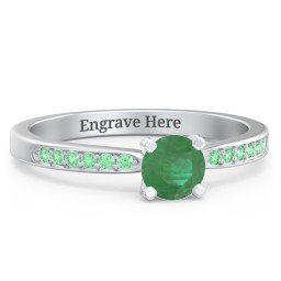 1/2 ct. Round Gemstone Engagement Ring with Side Accent Stones