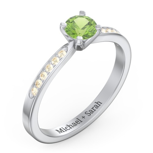 1/2 ct. Round Gemstone Engagement Ring with Side Accent Stones