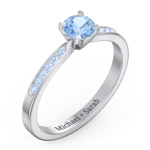 1/2 ct. Round Gemstone Engagement Ring with Side Accent Stones