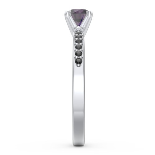1/2 ct. Round Gemstone Engagement Ring with Side Accent Stones
