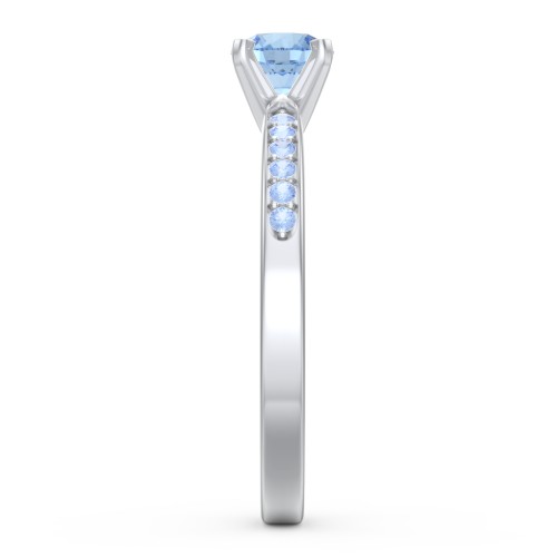 1/2 ct. Round Gemstone Engagement Ring with Side Accent Stones