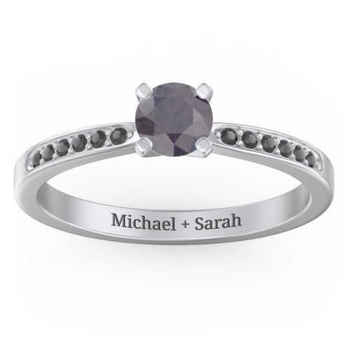 1/2 ct. Round Gemstone Engagement Ring with Side Accent Stones