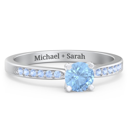 1/2 ct. Round Gemstone Engagement Ring with Side Accent Stones