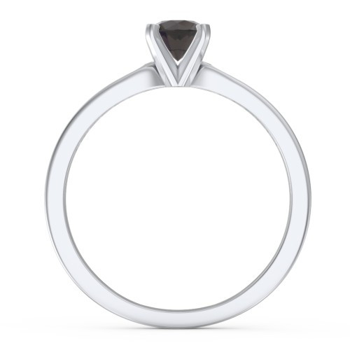 1/2 ct. Round Gemstone Engagement Ring with Side Accent Stones – Sterling Silver with Smokey Quartz and Black Premium Zirconia