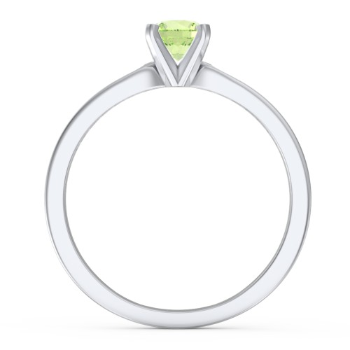 1/2 ct. Round Gemstone Engagement Ring with Side Accent Stones – Sterling Silver with Peridot and Fancy Yellow Premium Zirconia
