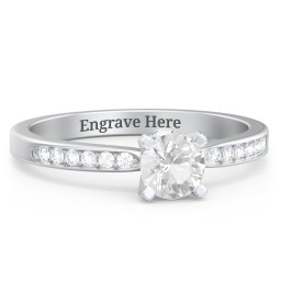 1/2 ct. Round Gemstone Peek-A-Boo Engagement Ring with Side Accent Stones
