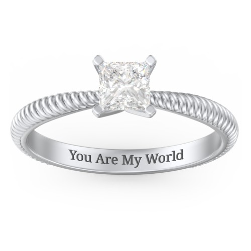 1/2 ct. Princess Gemstone Engagement Ring with Twisted Rope Band
