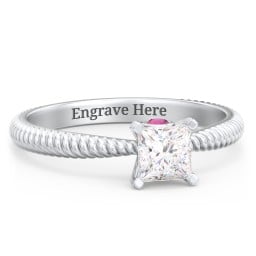 1/2 ct. Princess Gemstone Peek-A-Boo Engagement Ring with Twisted Rope Band