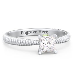 1/2 ct. Princess Gemstone Peek-A-Boo Engagement Ring with Twisted Rope Band
