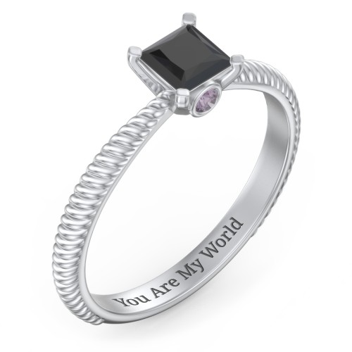 1/2 ct. Princess Gemstone Peek-A-Boo Engagement Ring with Twisted Rope Band
