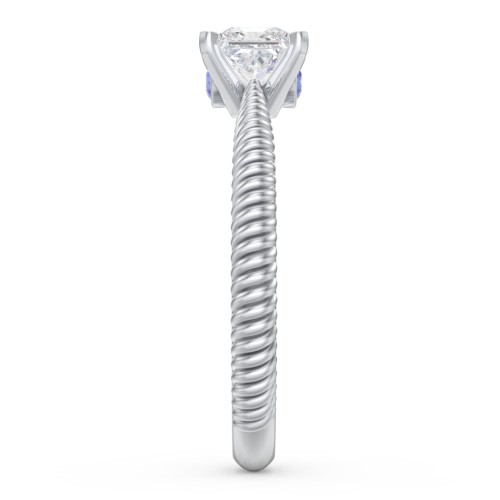 1/2 ct. Princess Gemstone Peek-A-Boo Engagement Ring with Twisted Rope Band
