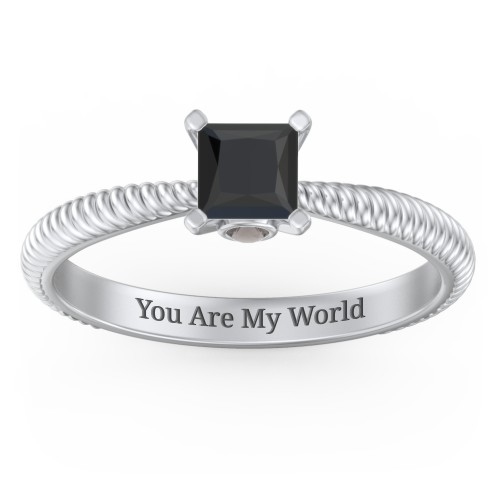 1/2 ct. Princess Gemstone Peek-A-Boo Engagement Ring with Twisted Rope Band
