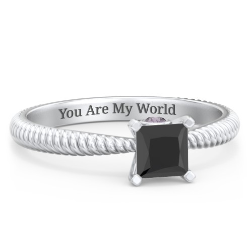 1/2 ct. Princess Gemstone Peek-A-Boo Engagement Ring with Twisted Rope Band