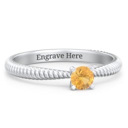 1/4 ct. Round Gemstone Engagement Ring with Twisted Rope Band