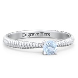 1/4 ct. Round Gemstone Engagement Ring with Twisted Rope Band