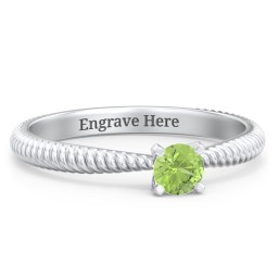 1/4 ct. Round Gemstone Engagement Ring with Twisted Rope Band in 925 Sterling Silver with Peridot