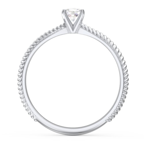 1/4 ct. Round Gemstone Engagement Ring with Twisted Rope Band – Sterling Silver with Cubic Zirconia