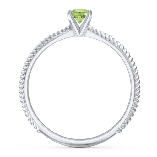 1/4 ct. Round Gemstone Engagement Ring with Twisted Rope Band – Sterling Silver with Peridot