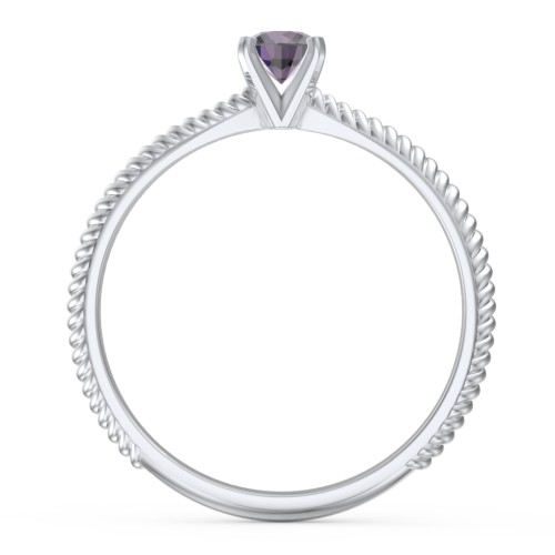 1/4 ct. Round Gemstone Engagement Ring with Twisted Rope Band