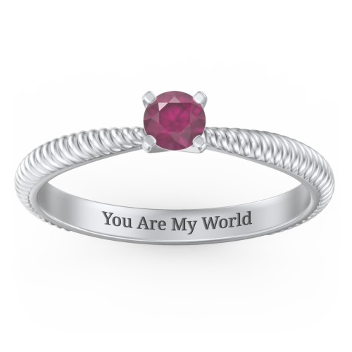 1/4 ct. Round Gemstone Engagement Ring with Twisted Rope Band