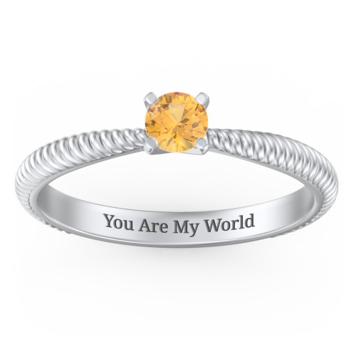 1/4 ct. Round Gemstone Engagement Ring with Twisted Rope Band
