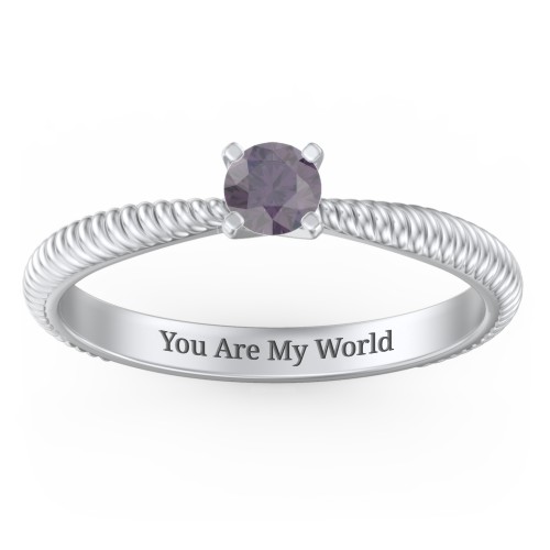 1/4 ct. Round Gemstone Engagement Ring with Twisted Rope Band