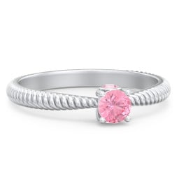 1/4 ct. Round Gemstone Peek-A-Boo Engagement Ring with Twisted Rope Band