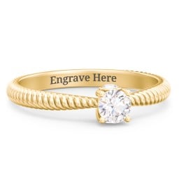 1/4 ct. Round Gemstone Peek-A-Boo Engagement Ring with Twisted Rope Band