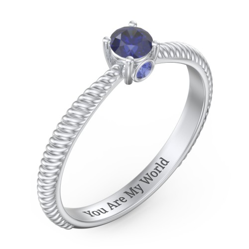 1/4 ct. Round Gemstone Peek-A-Boo Engagement Ring with Twisted Rope Band