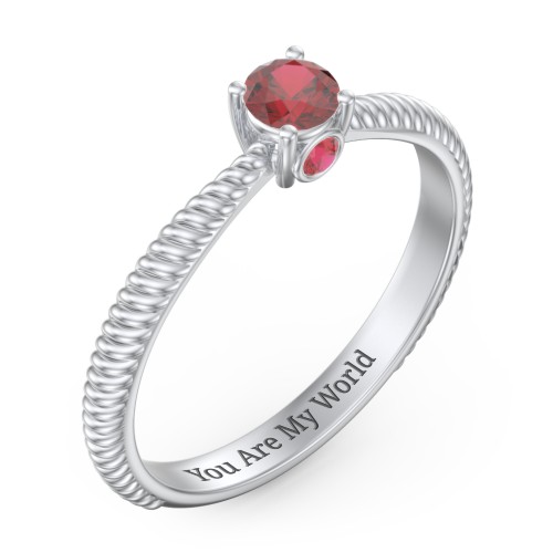 1/4 ct. Round Gemstone Peek-A-Boo Engagement Ring with Twisted Rope Band