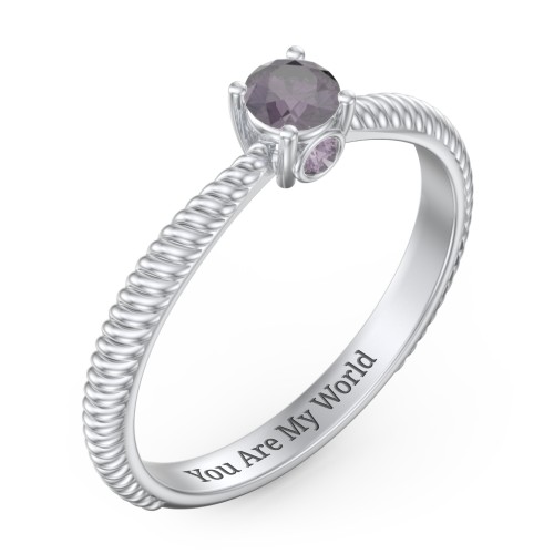 1/4 ct. Round Gemstone Peek-A-Boo Engagement Ring with Twisted Rope Band