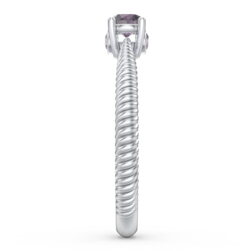 1/4 ct. Round Gemstone Peek-A-Boo Engagement Ring with Twisted Rope Band