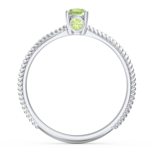 1/4 ct. Round Gemstone Peek-A-Boo Engagement Ring with Twisted Rope Band