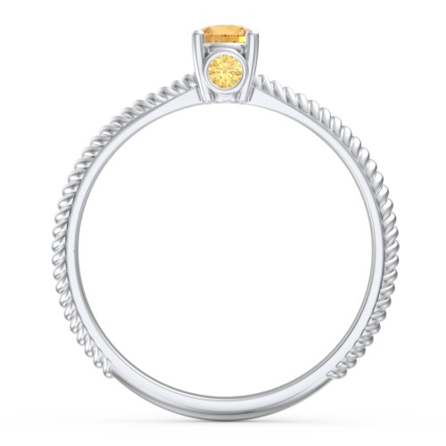 1/4 ct. Round Gemstone Peek-A-Boo Engagement Ring with Twisted Rope Band