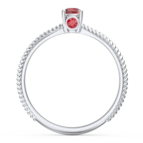 1/4 ct. Round Gemstone Peek-A-Boo Engagement Ring with Twisted Rope Band