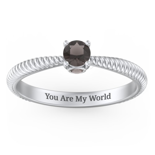1/4 ct. Round Gemstone Peek-A-Boo Engagement Ring with Twisted Rope Band