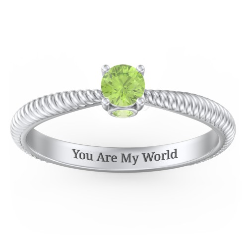 1/4 ct. Round Gemstone Peek-A-Boo Engagement Ring with Twisted Rope Band