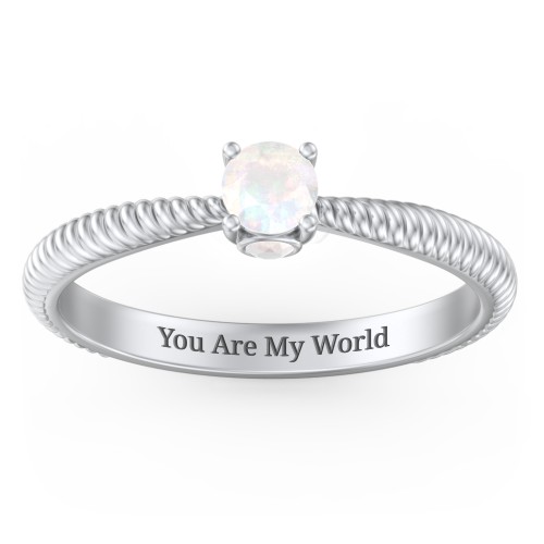 1/4 ct. Round Gemstone Peek-A-Boo Engagement Ring with Twisted Rope Band